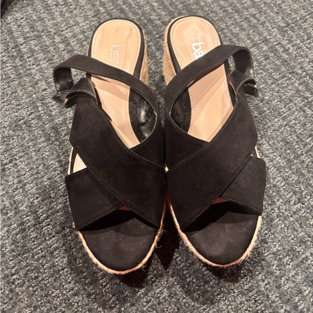 Bar III Black Wedge Sandals